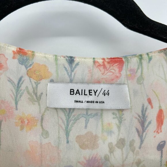 BAILEY 44 White Pink Floral Print Sheer Ruffle Wrap Dress With Slip Size Small - Picture 5 of 5